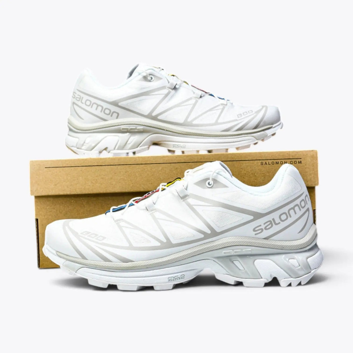Salomon XT-6 – White / Lunar Rock | ACS EnergyCell EndoFit Quicklace Mud Contagrip Gorpcore Trail Sneaker