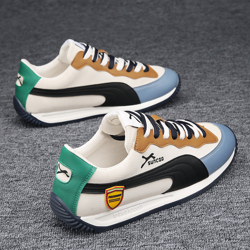 Men's White Multi-Color Retro Low-Top Sneakers