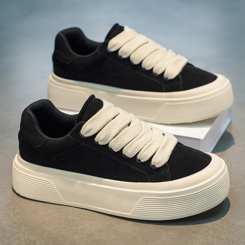 Men's Black and Cream Platform Canvas Sneakers