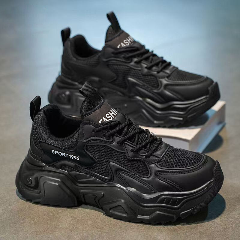 Men's Black, Navy and Silver Mesh Platform Casual Sneakers