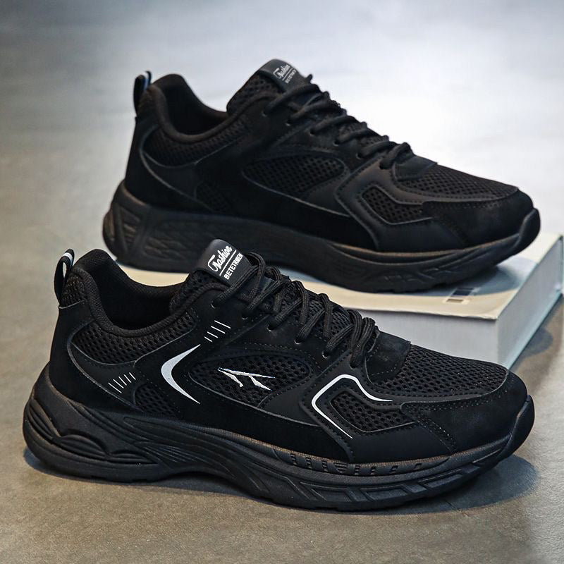 Men's White, Black and Navy Mesh Retro Running Sneakers