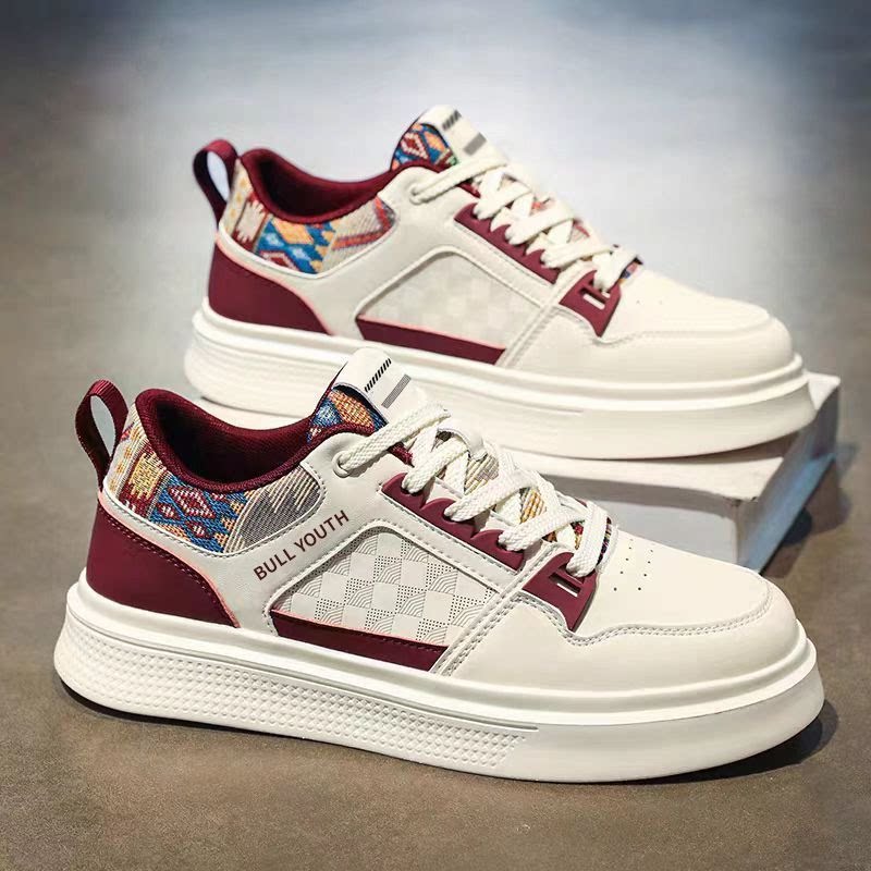 Men's White, Cream and Silver Platform Retro Trainer Sneakers