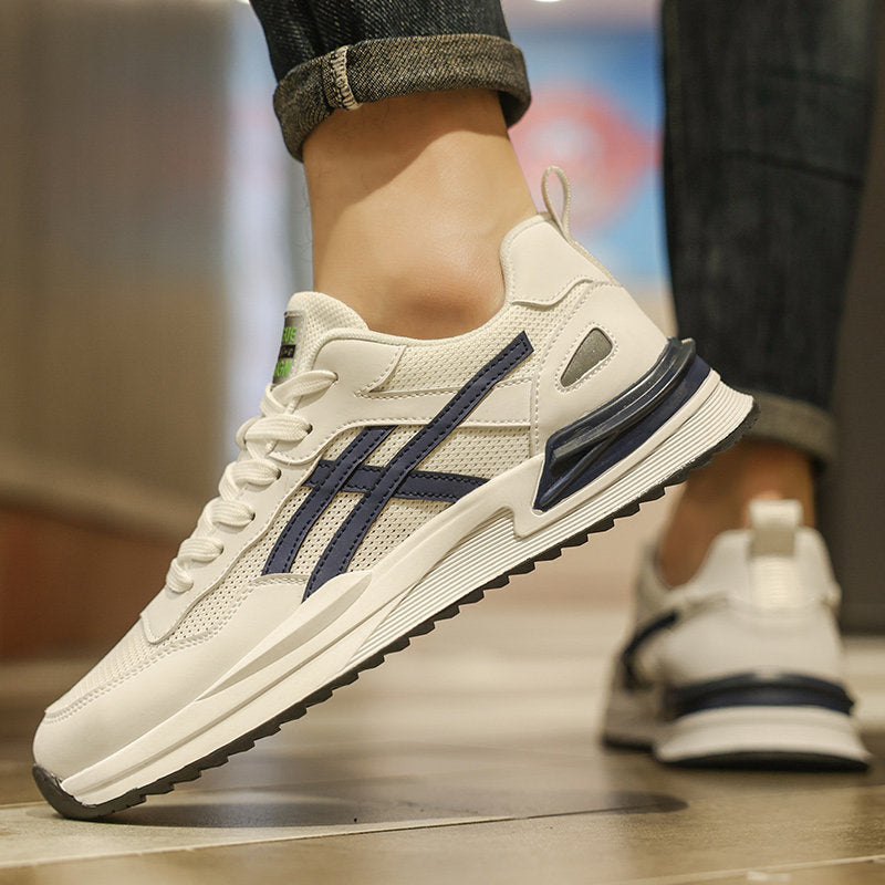 Men's White and Navy Retro Running Sneakers