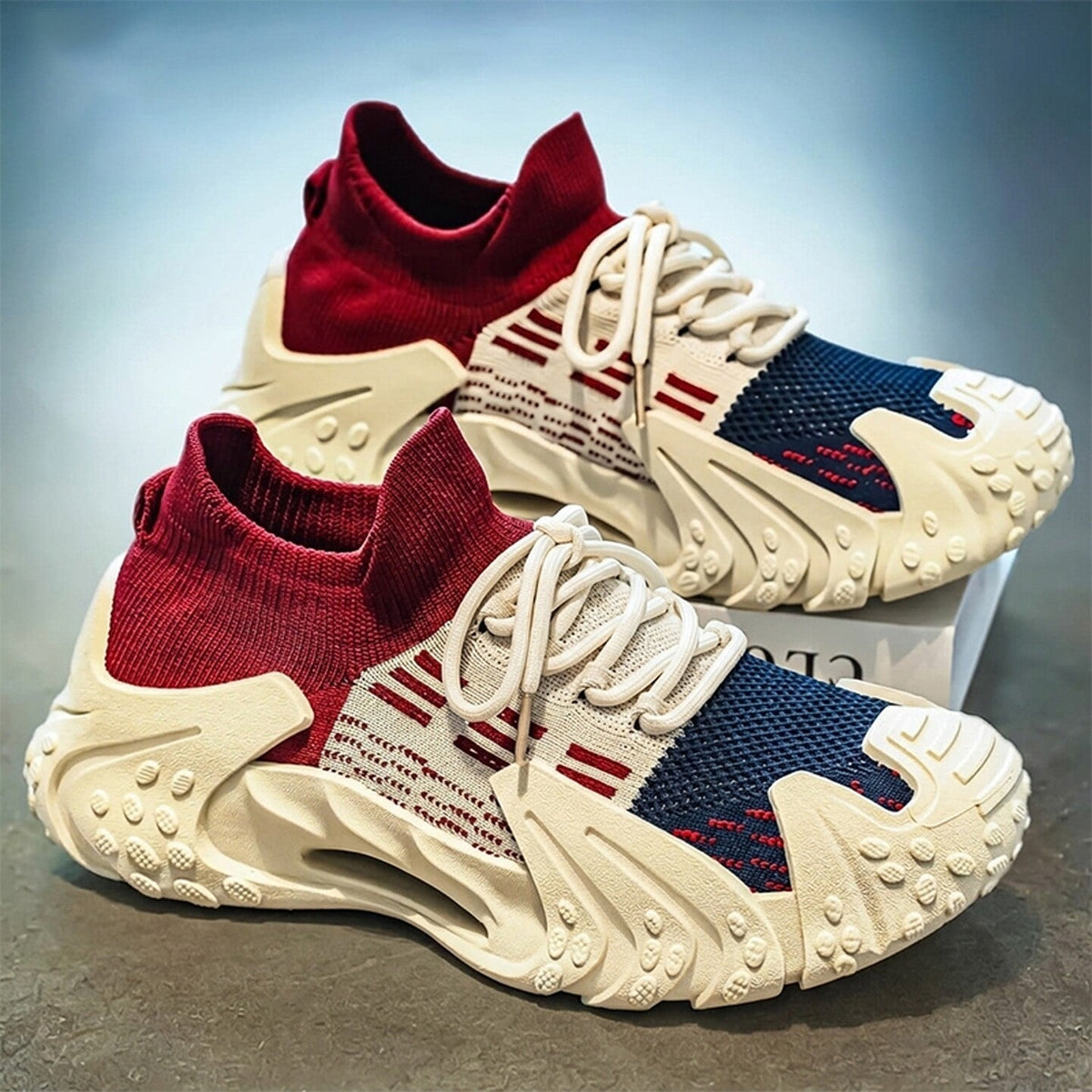Men's White, Cream and Beige Mesh Casual Sneakers