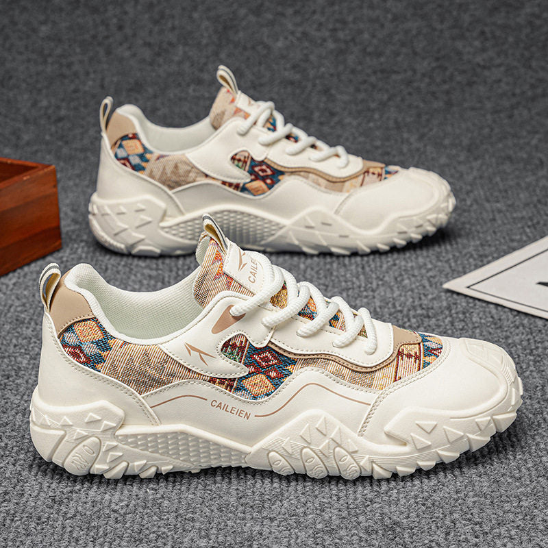 Men's White, Cream and Beige Casual Sneakers