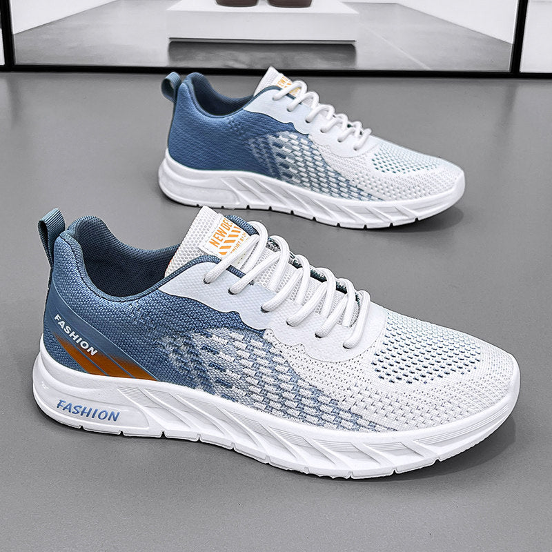 Men's White, Gray and Silver Mesh Running Sneakers