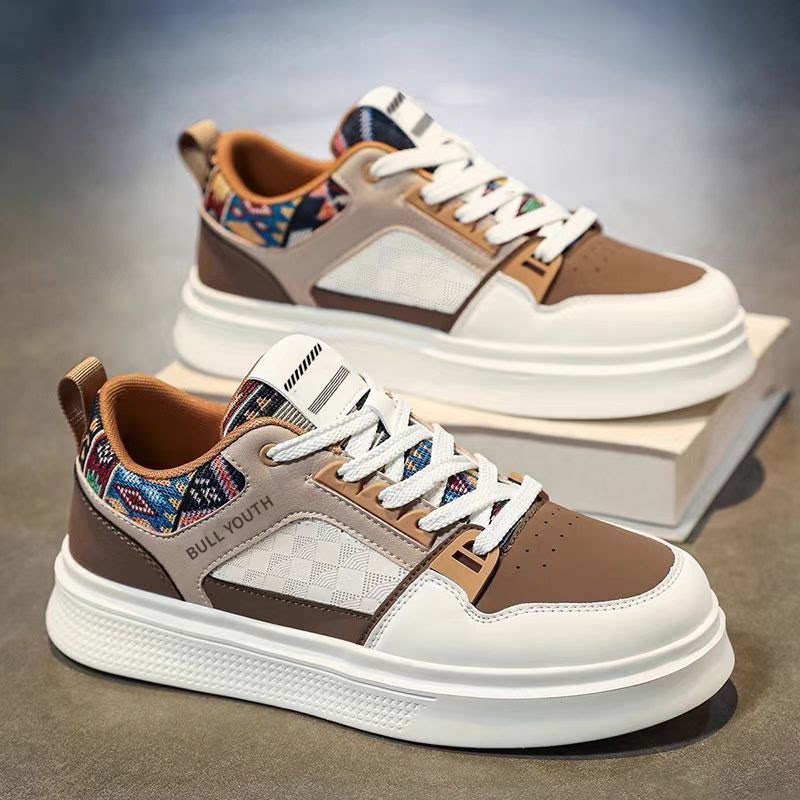 Men's White, Cream and Silver Retro Trainer Sneakers