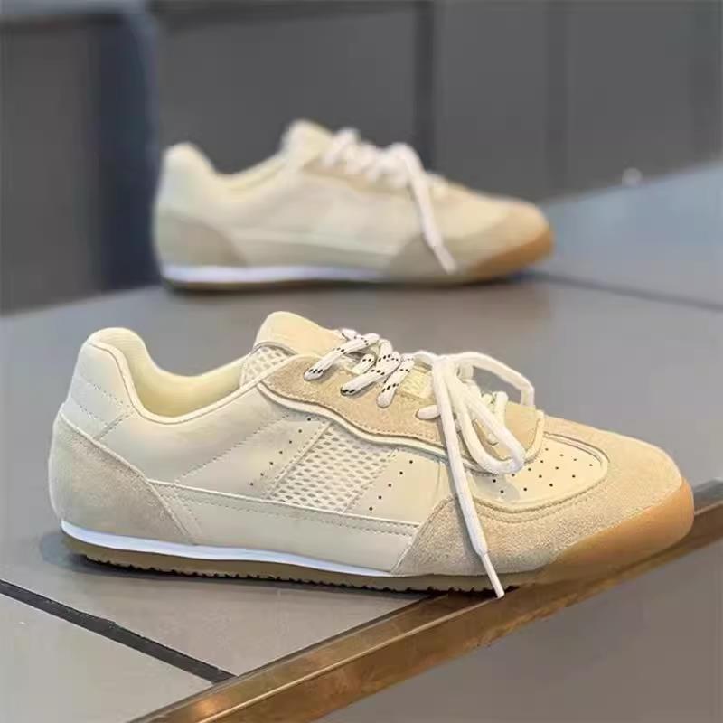 Men's Cream Gum-Sole Retro Trainer Sneakers