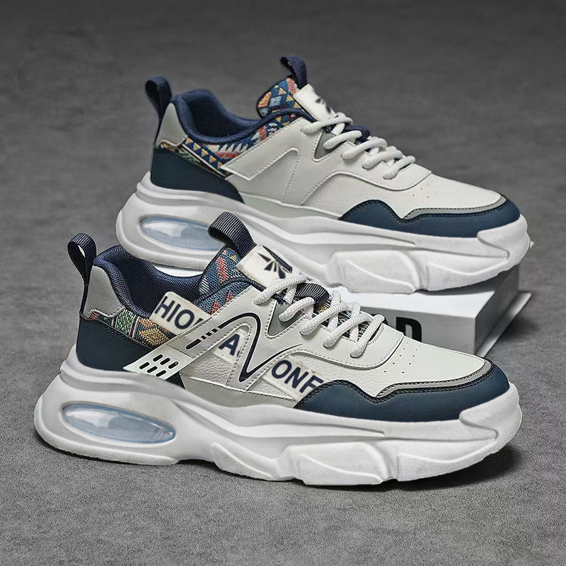Men's Silver, Gray and Cream Platform Casual Sneakers