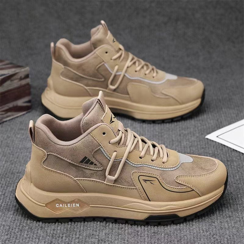 Men's Tan Chunky Platform Running Sneakers
