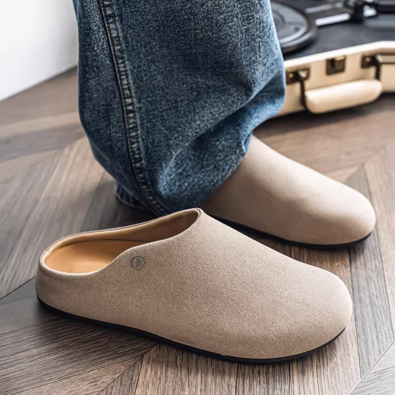 Men's Beige Backless Casual Mules