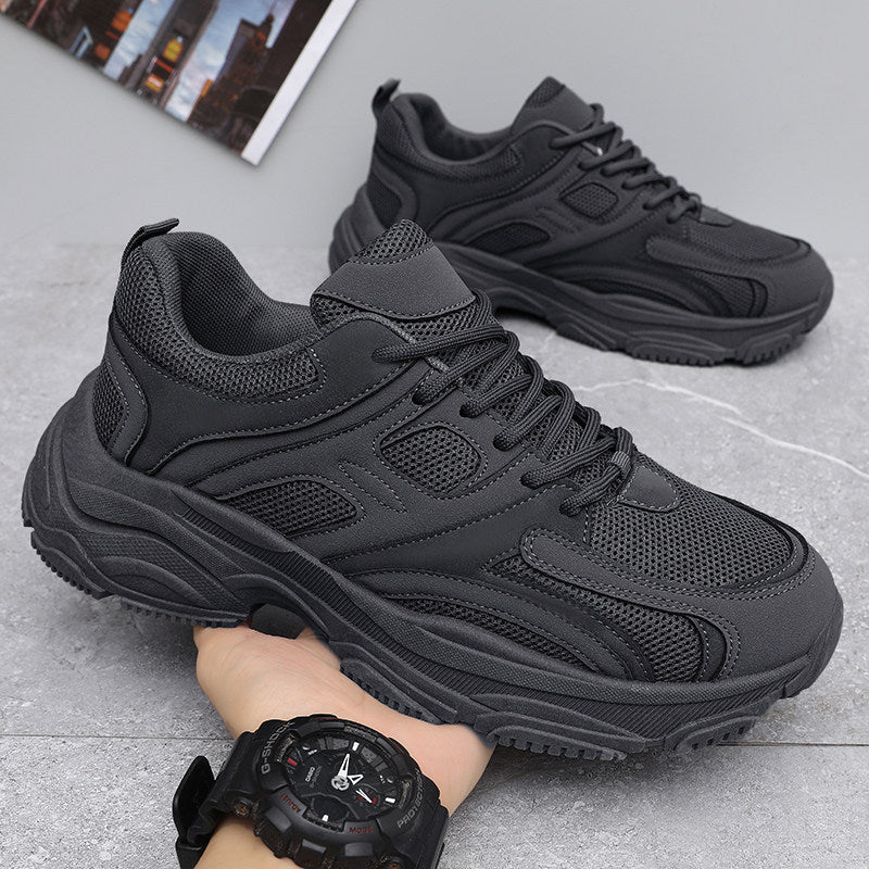 Men's Navy, Black and Green Mesh Platform Casual Sneakers