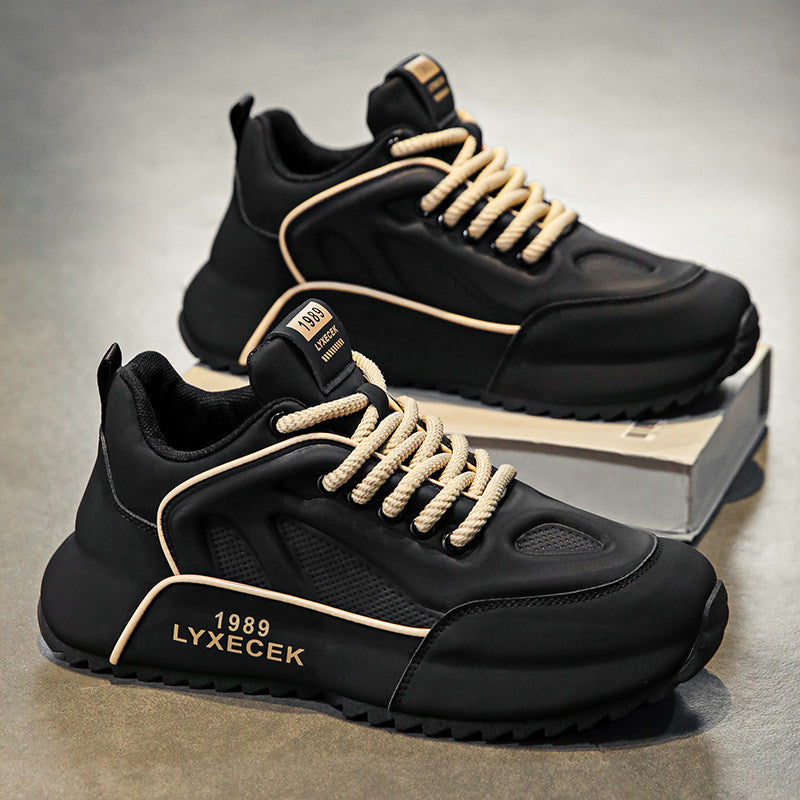 Men's Black, Cream and Silver Platform Running Sneakers