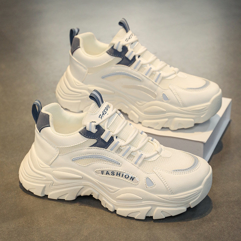 Men's Beige, Cream and Silver Mesh Platform Casual Sneakers