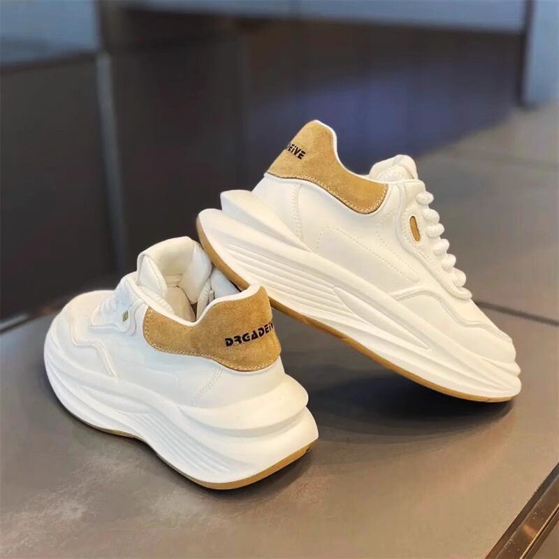Men's Cream, Navy and Black Platform Running Sneakers