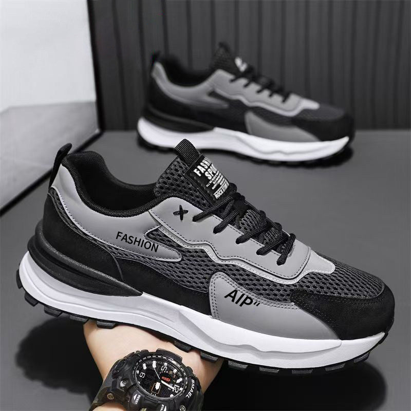 Men's Black and Gray Platform Athletic Sneakers