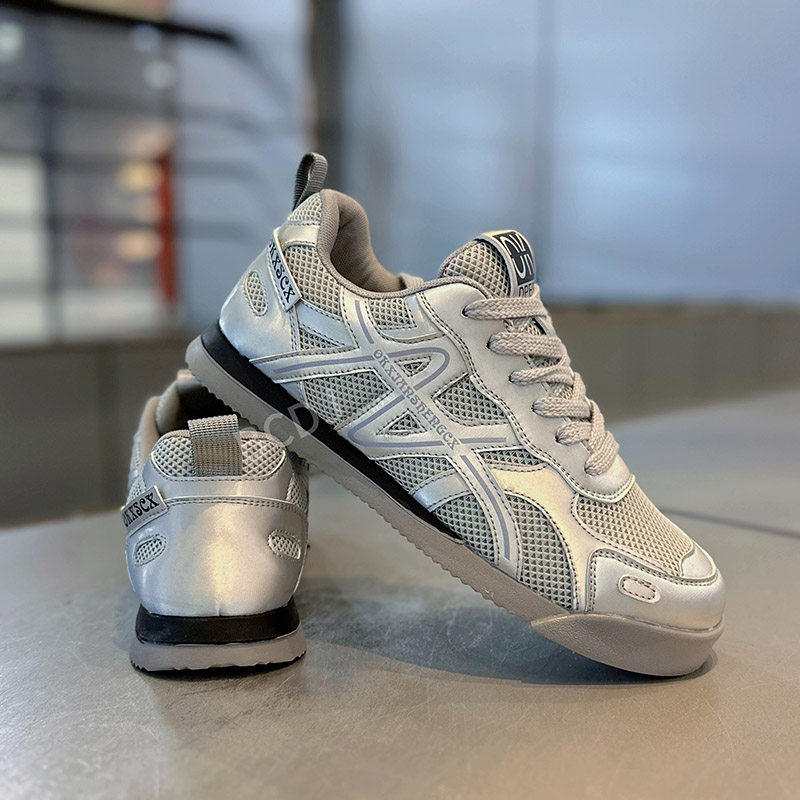 Men's Silver Mesh Retro Running Sneakers