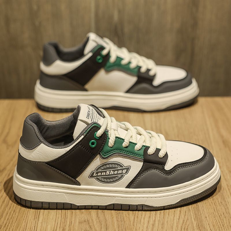 Men's Olive, Beige and Brown Platform Retro Trainer Sneakers