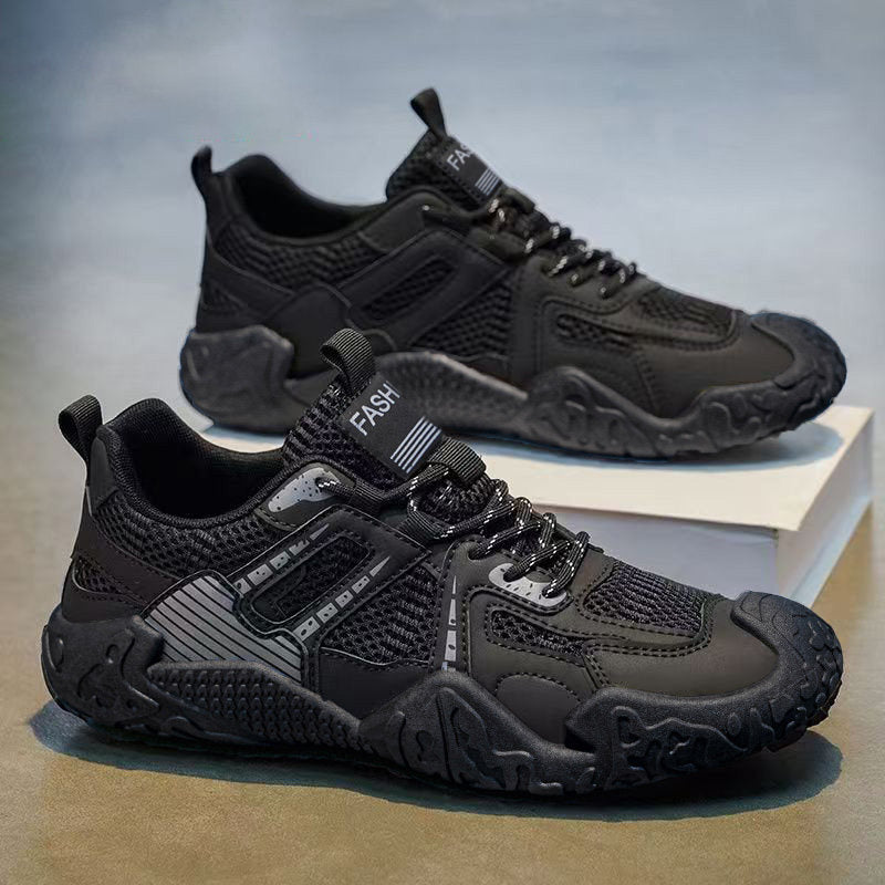 Men's Black, Silver and Navy Mesh Casual Sneakers