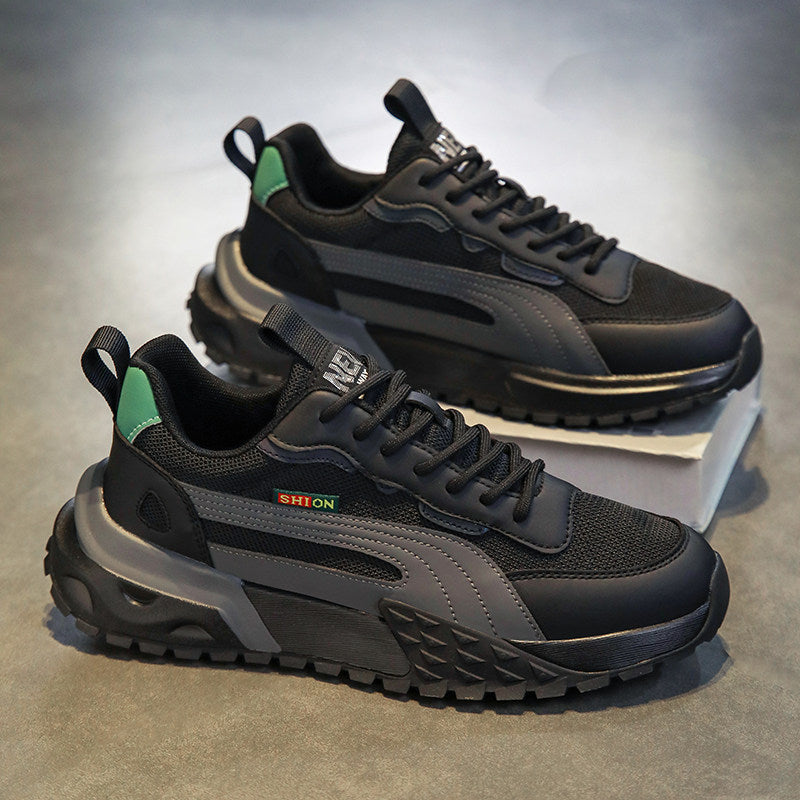 Men's White, Black and Navy Platform Running Sneakers