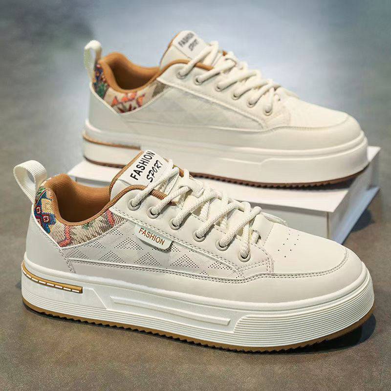 Men's White, Cream and Beige Retro Retro Trainer Sneakers