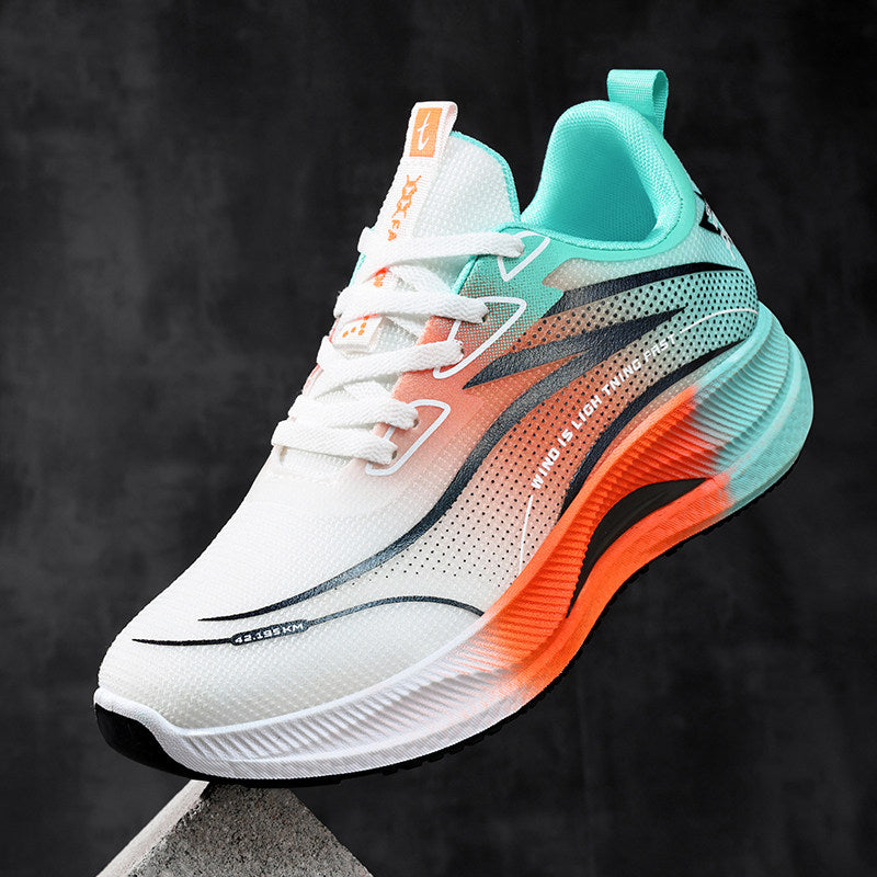 Men's White, Navy and Silver Mesh Running Sneakers