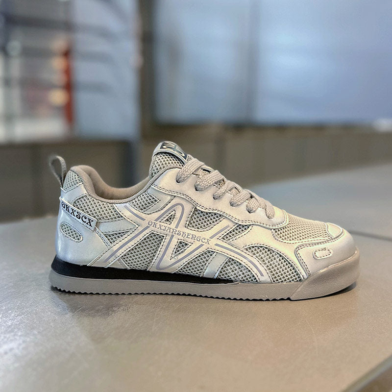 Men's Silver Mesh Retro Running Sneakers