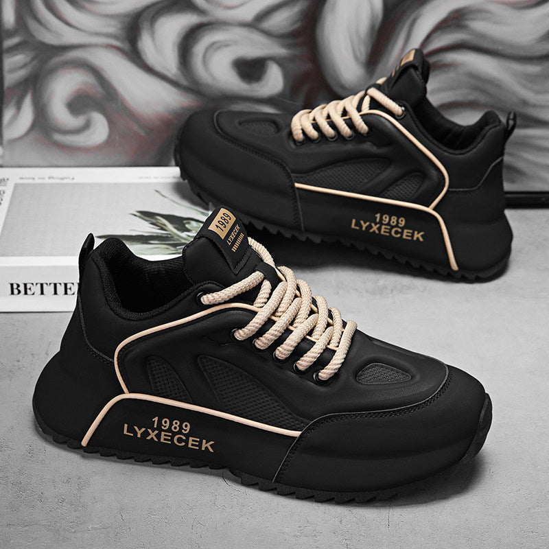 Men's Black, Cream and Silver Platform Running Sneakers