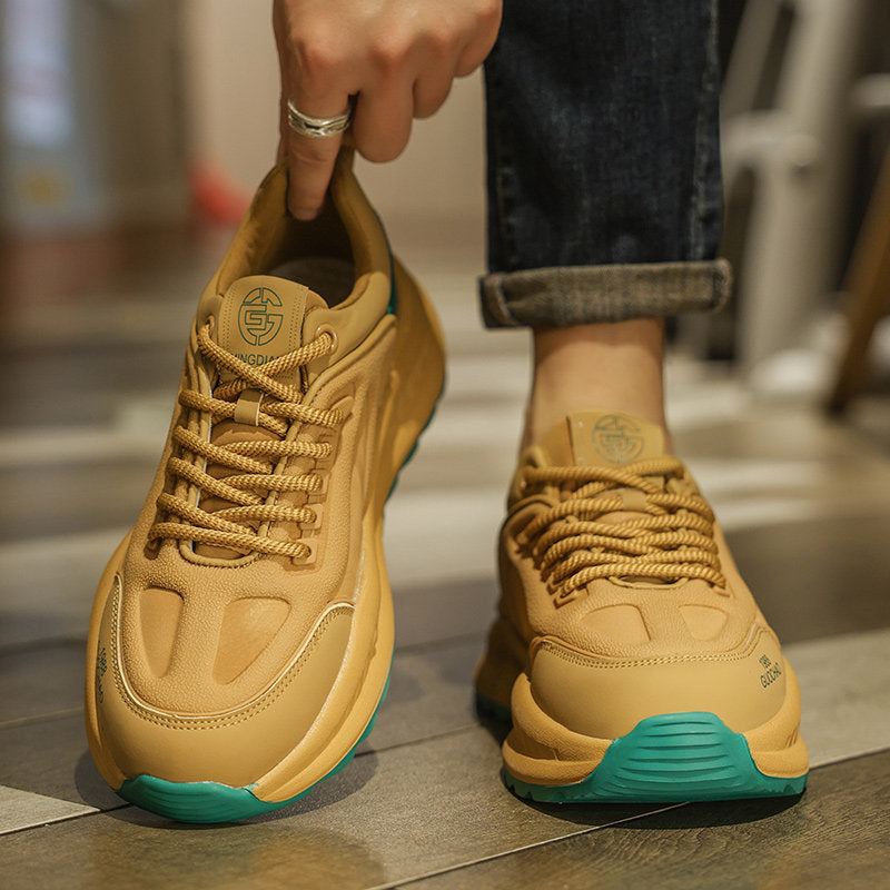 Men's Black, Tan and Brown Platform Casual Sneakers