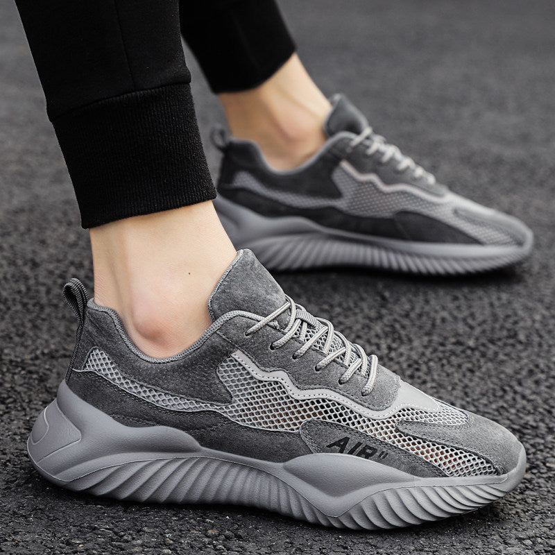 Men's Gray, Purple and Beige Mesh Casual Sneakers