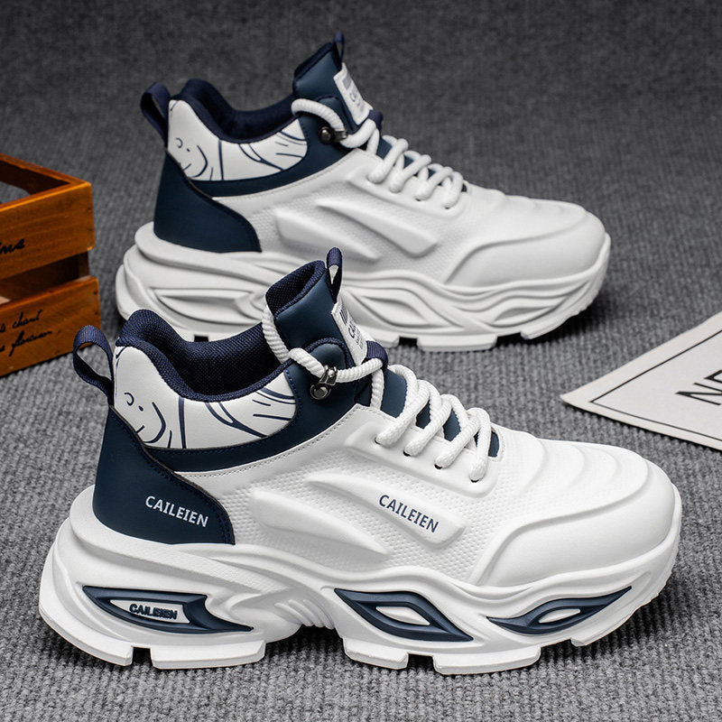 Men's White and Navy Chunky Running Sneakers
