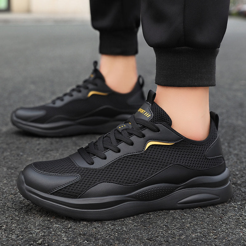 Men's Black, Navy and Gray Mesh Running Sneakers