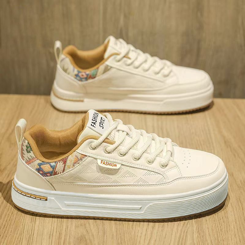 Men's White, Cream and Beige Retro Retro Trainer Sneakers