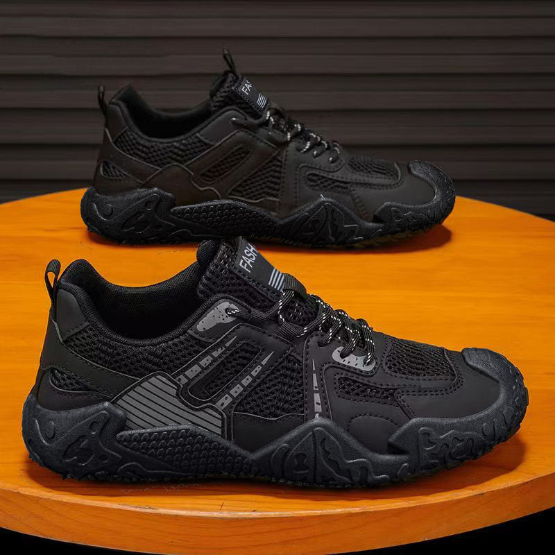 Men's Black, Silver and Navy Mesh Casual Sneakers