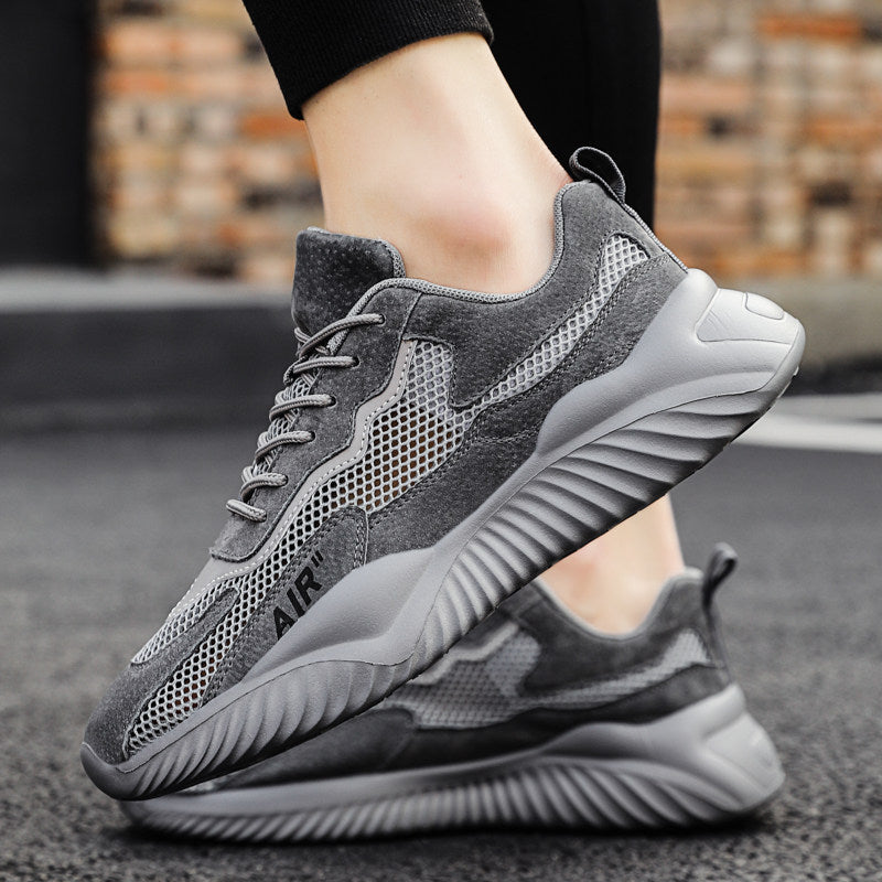 Men's Gray, Purple and Beige Mesh Casual Sneakers