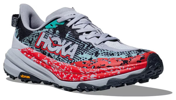 HOKA Speedgoat 6 – Grey / Red | Trail Running Shoe