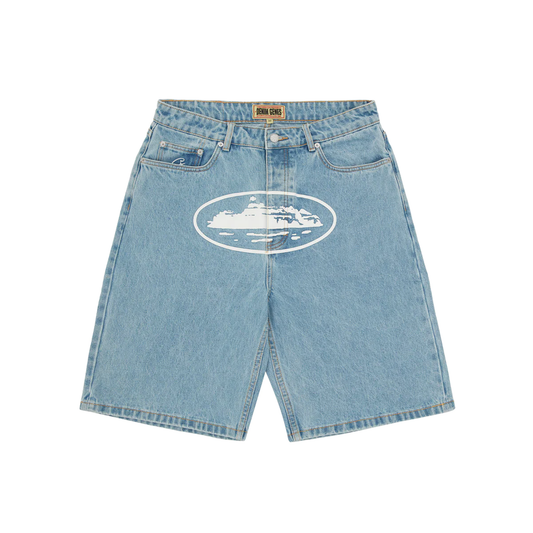 Corteiz Alcatraz Denim Shorts Blue
