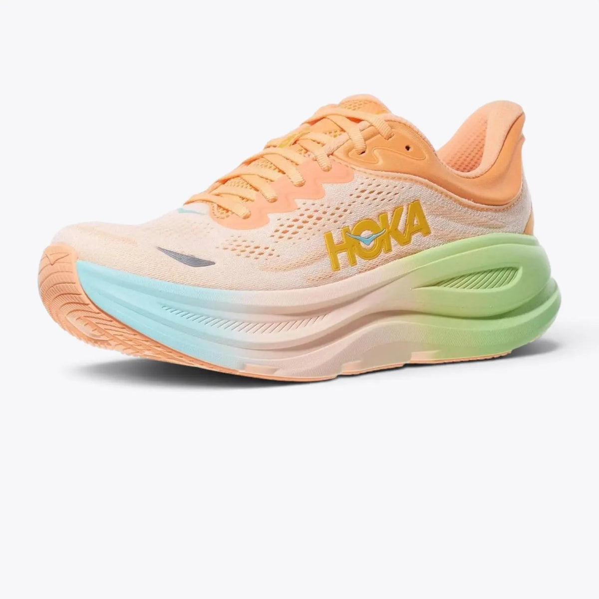 HOKA Bondi 9 Running Shoe – Frost / Pale Tangerine
