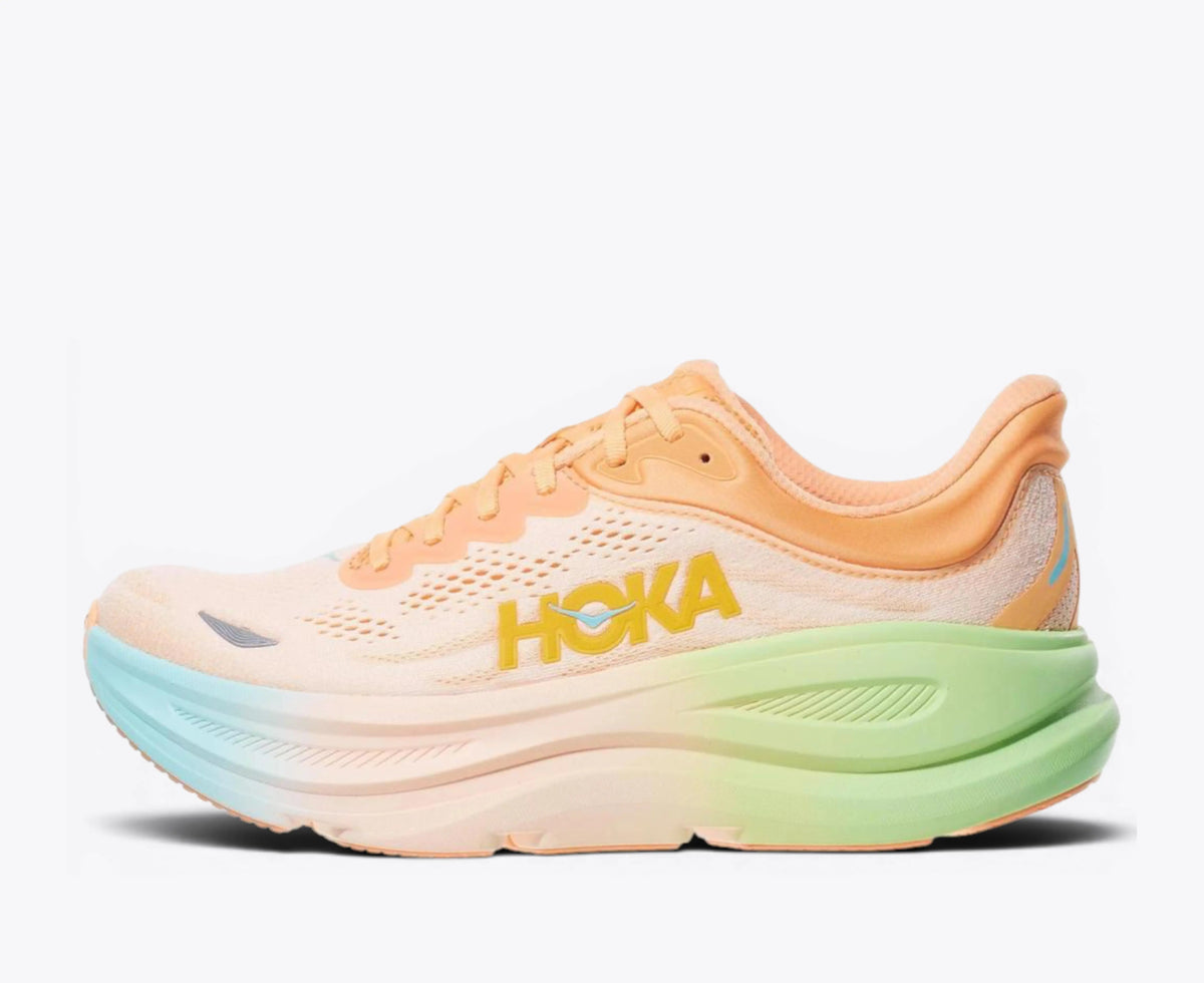 HOKA Bondi 9 Running Shoe – Frost / Pale Tangerine