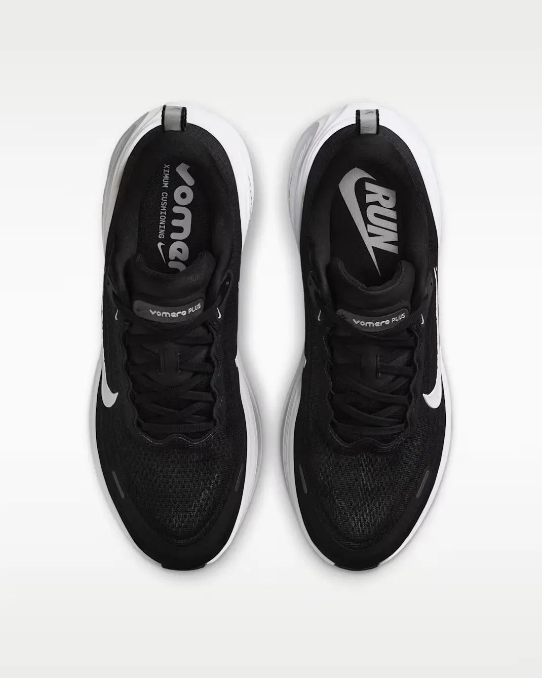 Nike Vomero Plus – Black / White | 43mm Full-Length ZoomX + Cushlon 3.0 Max Cushion Daily Running Shoe