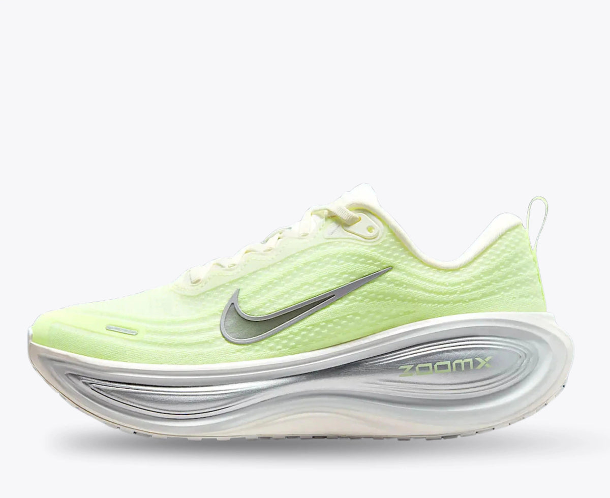 Nike Vomero Plus – White / Barely Volt / Metallic Silver | 45mm Full-Length ZoomX Women’s Max Cushion Daily Running Shoe