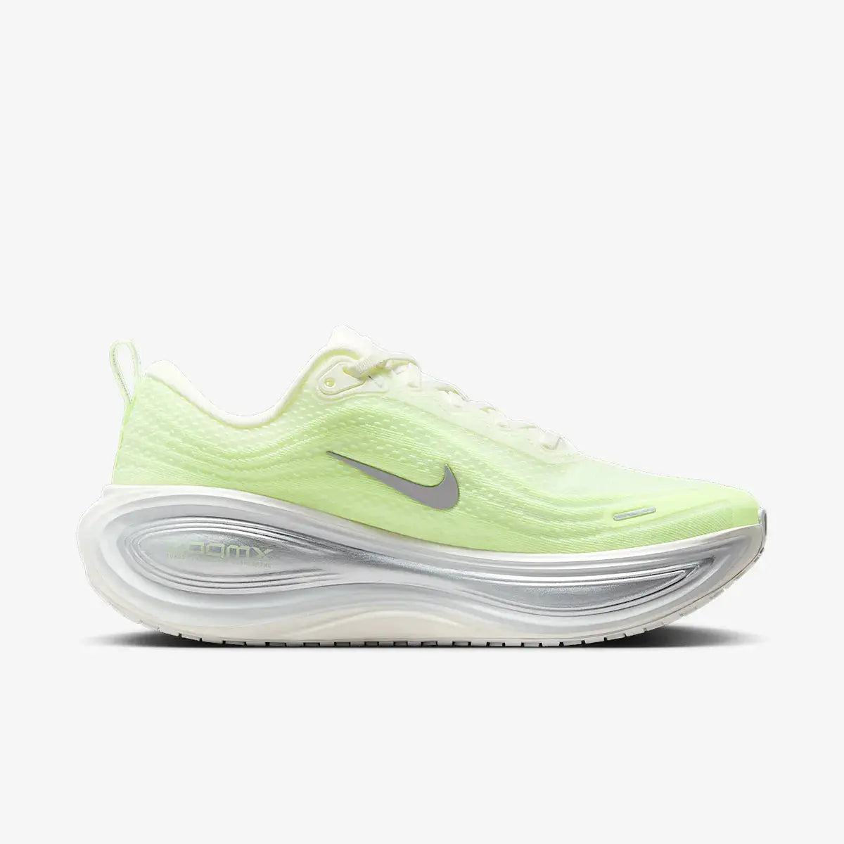 Nike Vomero Plus – White / Barely Volt / Metallic Silver | 45mm Full-Length ZoomX Women’s Max Cushion Daily Running Shoe