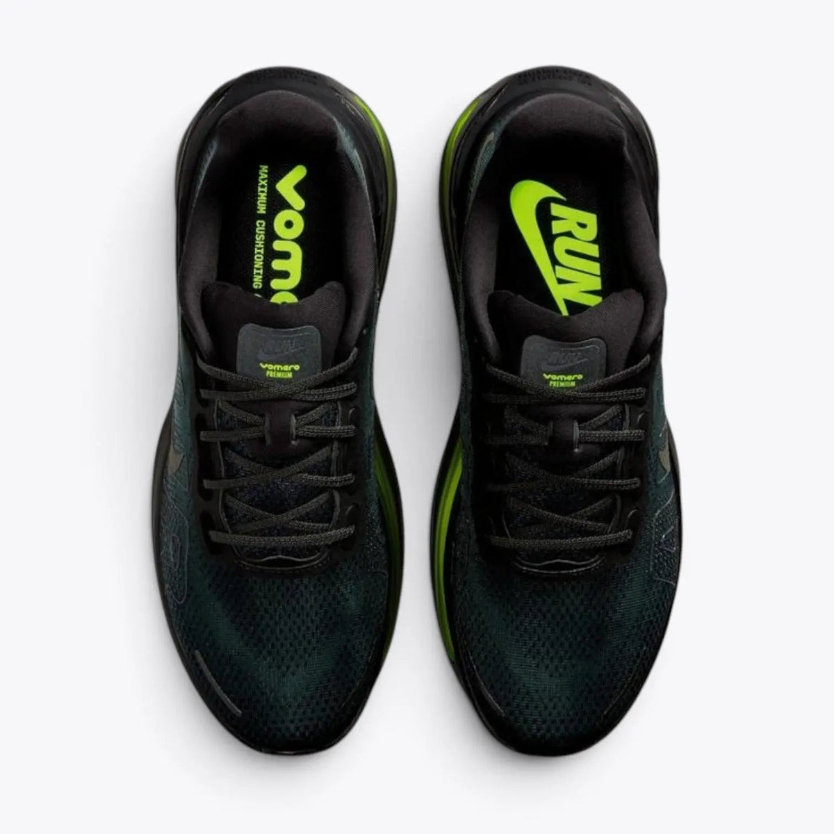Nike Vomero Premium – Black / Volt | 55mm ZoomX + Dual Air Zoom Neon Night Running Shoe