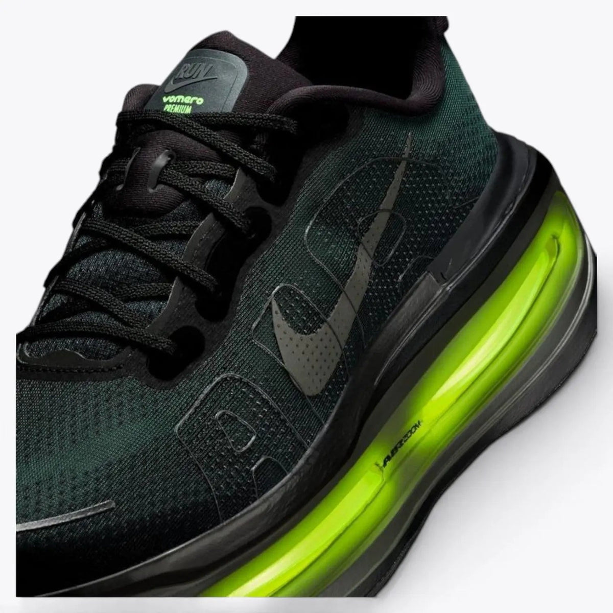 Nike Vomero Premium – Black / Volt | 55mm ZoomX + Dual Air Zoom Neon Night Running Shoe