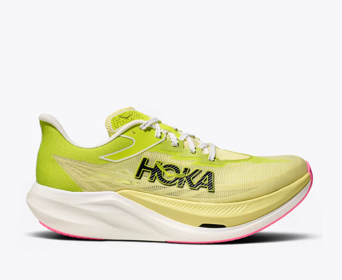 Hoka Rocket X 3 – Sunlight / Neon Hoka Citrus | PEBA Carbon Plate Marathon Racing Shoe