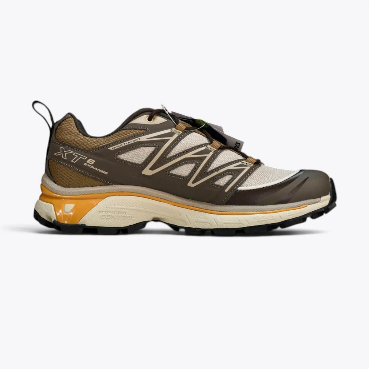 Salomon XT-6 Expanse – Feather Grey / Golden Oak | Agile Chassis Quicklace EndoFit Contagrip Outdoor Urban Trail-to-City Shoe