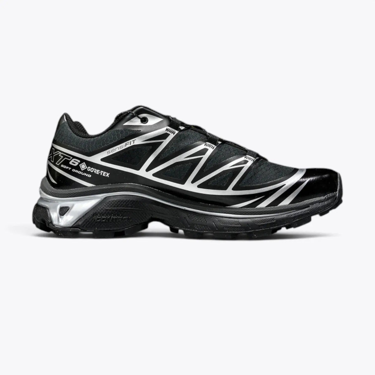 Salomon XT-6 GORE-TEX – Black / Footwear Silver | PFC-Free Waterproof Reflective EnergyCell Trail Sneaker