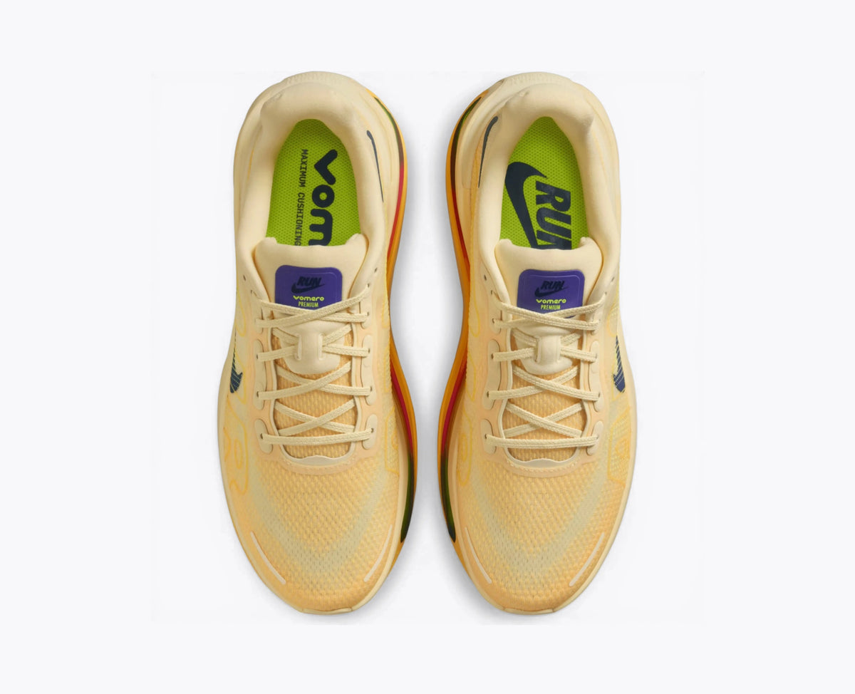 Nike Vomero Premium – Alabaster / Citron Pulse | 55mm ZoomX + Dual Air Zoom Pods 10mm Drop ~351g Max Cushion Daily Running Shoe