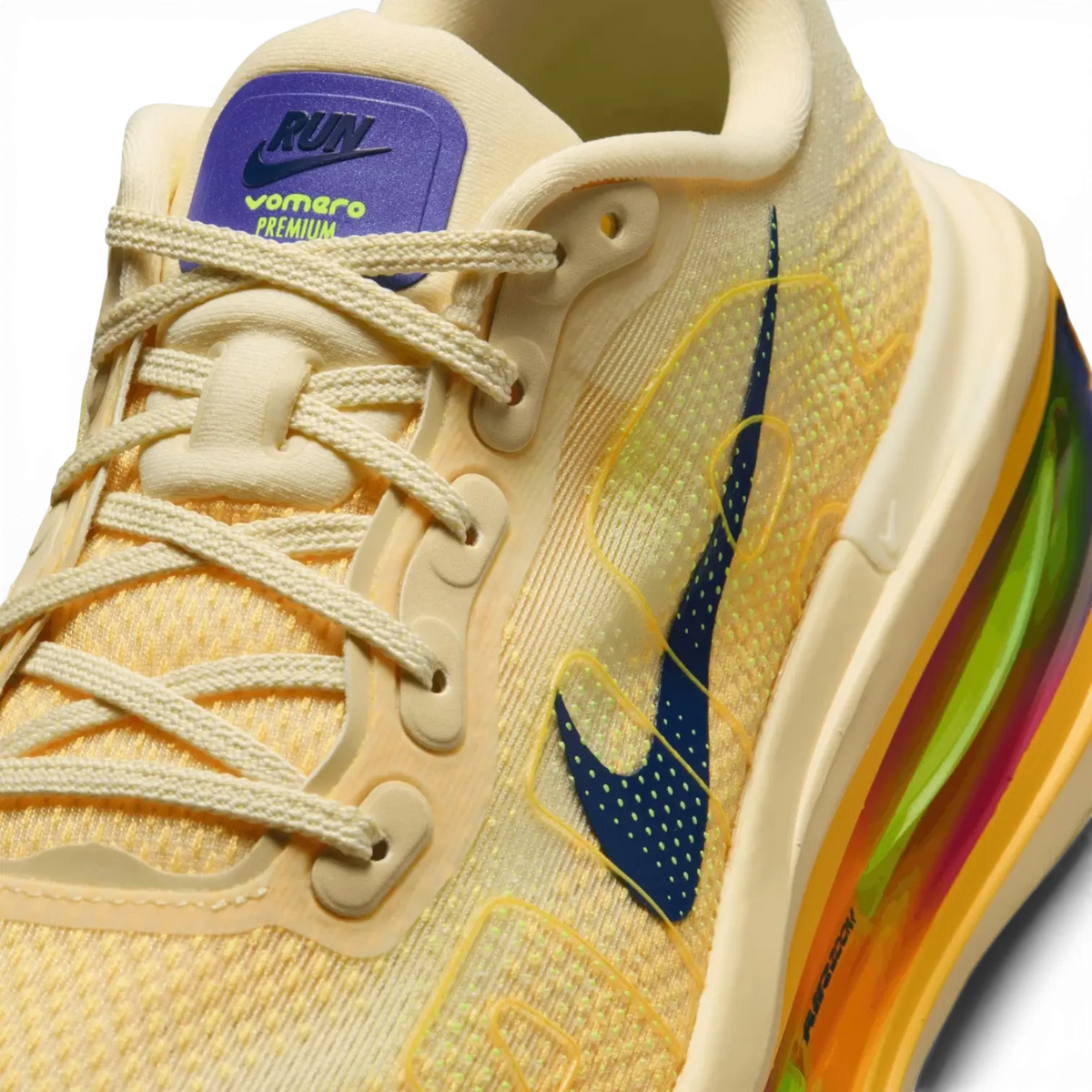 Nike Vomero Premium – Alabaster / Citron Pulse | 55mm ZoomX + Dual Air Zoom Pods 10mm Drop ~351g Max Cushion Daily Running Shoe