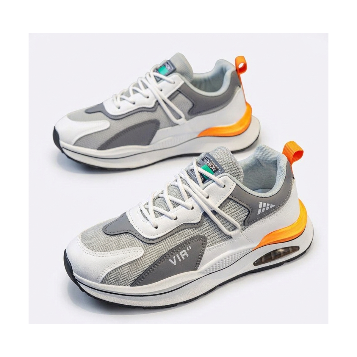 Men's Beige, Cream and Gray Mesh Casual Sneakers
